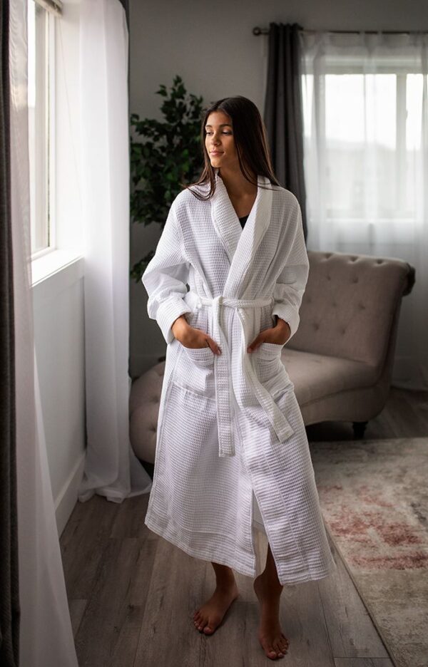 Mansfield Long White Waffle Robe
